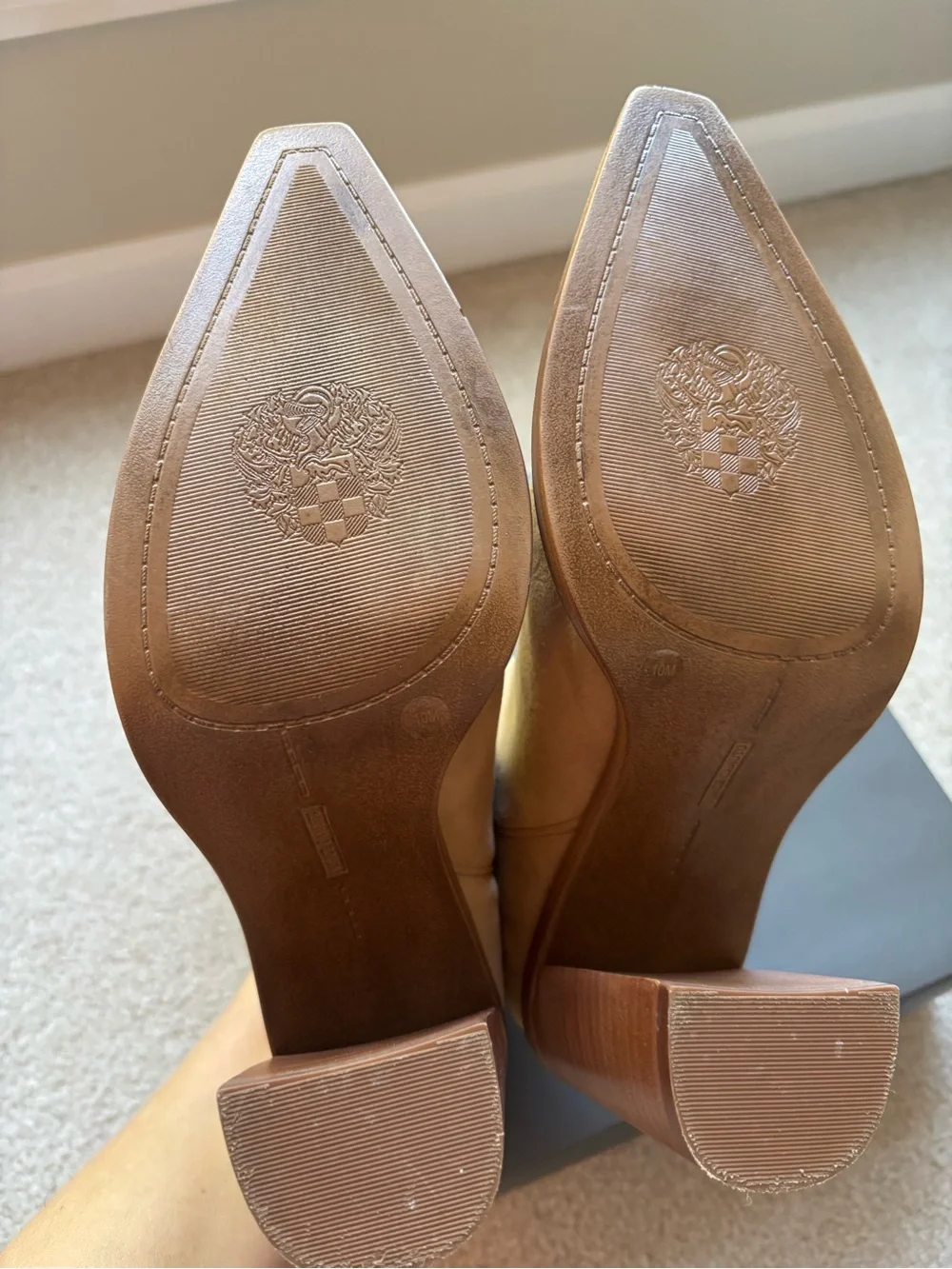 Vince Camuto Tan Suede Pointed-Toe Ankle Booties